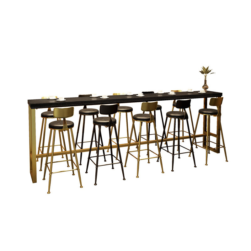 Black Glam Style Bar Table in Metal and Wood Milk Tea Shop Bar Table