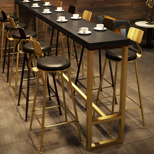 Black Glam Style Bar Table in Metal and Wood Milk Tea Shop Bar Table