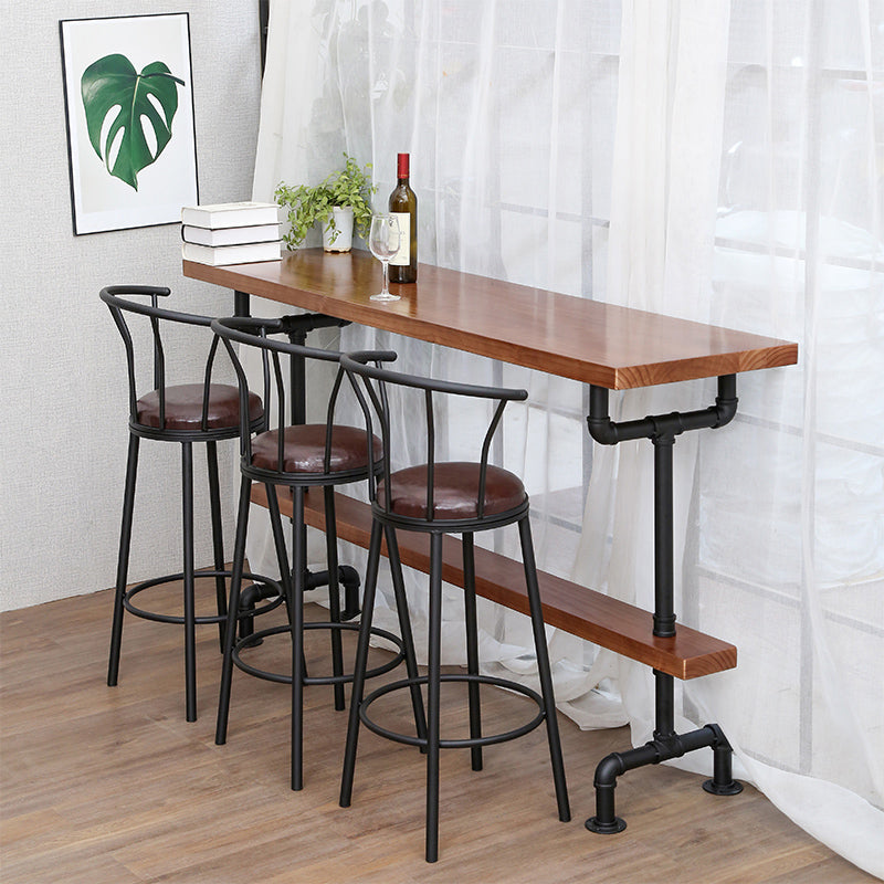 Brown Industrial Bar Table Pine Wood Milk Tea Shop Casual Bar Table