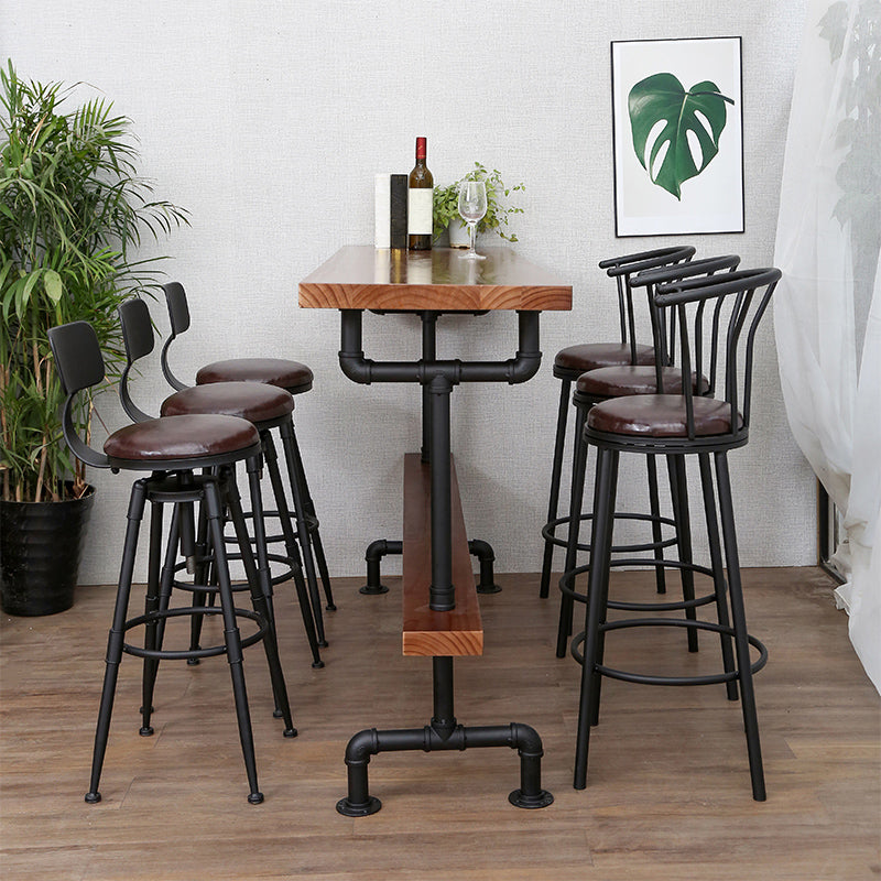 Brown Industrial Bar Table Pine Wood Milk Tea Shop Casual Bar Table