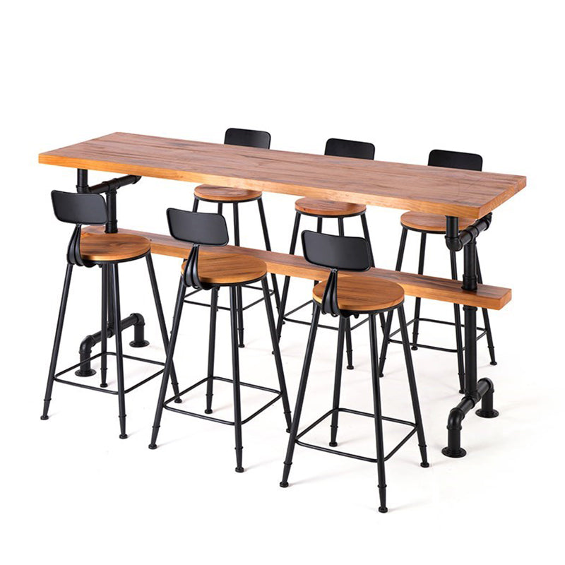 Brown Industrial Bar Table Pine Wood Milk Tea Shop Casual Bar Table