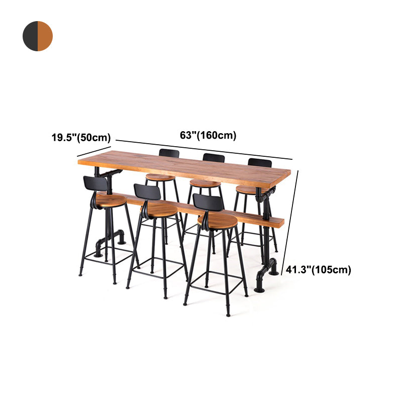 Brown Industrial Bar Table Pine Wood Milk Tea Shop Casual Bar Table