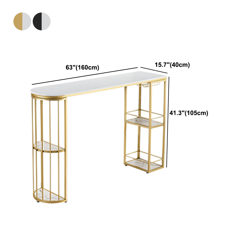 Glam Marble Counter Table with Specialty Top Double Pedestal Table - 42" H