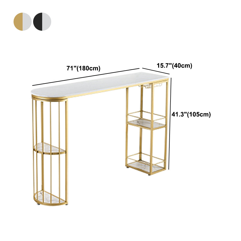 Glam Marble Counter Table with Specialty Top Double Pedestal Table - 42" H