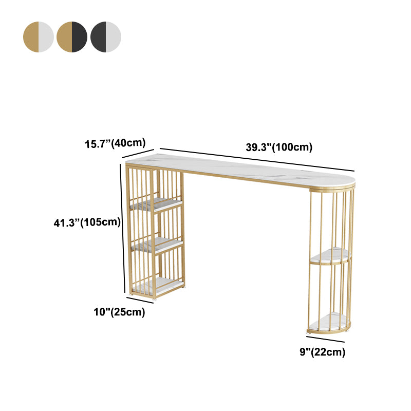 Marble Glam Counter Table with Specialty Top Gold Double Pedestal Table - 42" H