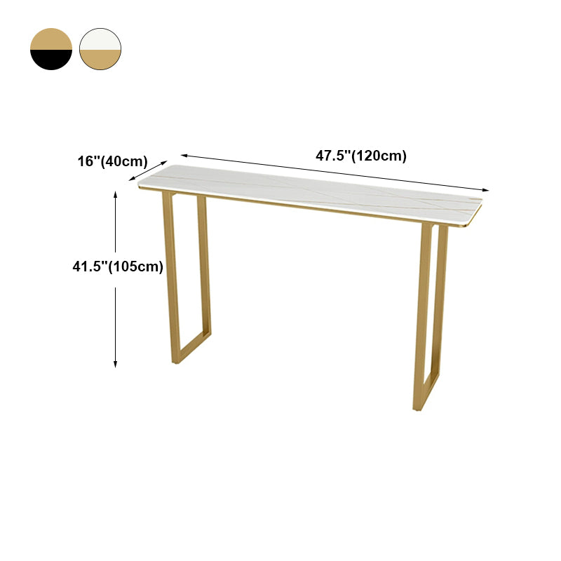 Glam Marble Counter Table with Rectangle Table Top Gold Sled Table - 41.3" H