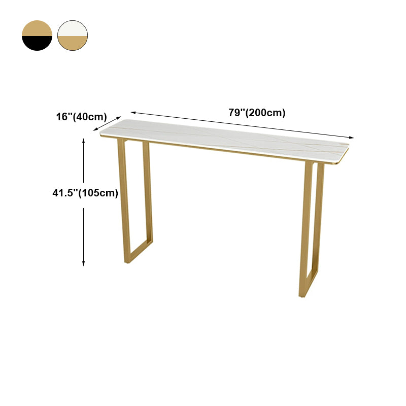 Glam Marble Counter Table with Rectangle Table Top Gold Sled Table - 41.3" H