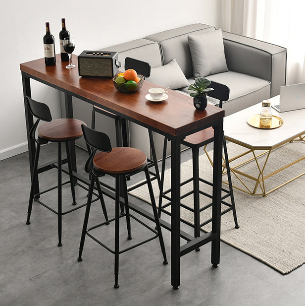 Brown Modern Style Table Solid Wood and Iron Breakroom Bar Table