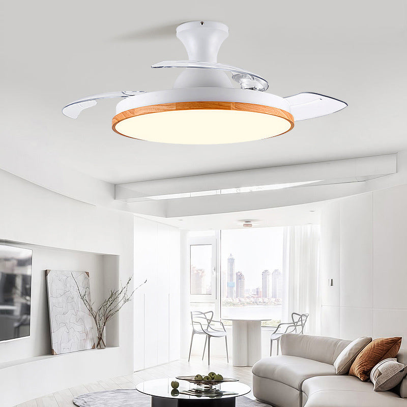 Semi Flush Mount Fan Light Minimalist Round Ceiling Light with Retractable Blades