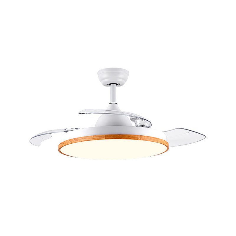 Semi Flush Mount Fan Light Minimalist Round Ceiling Light with Retractable Blades