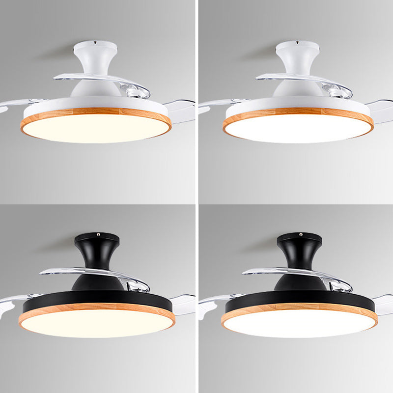 Semi Flush Mount Fan Light Minimalist Round Ceiling Light with Retractable Blades