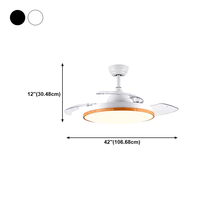 Semi Flush Mount Fan Light Minimalist Round Ceiling Light with Retractable Blades