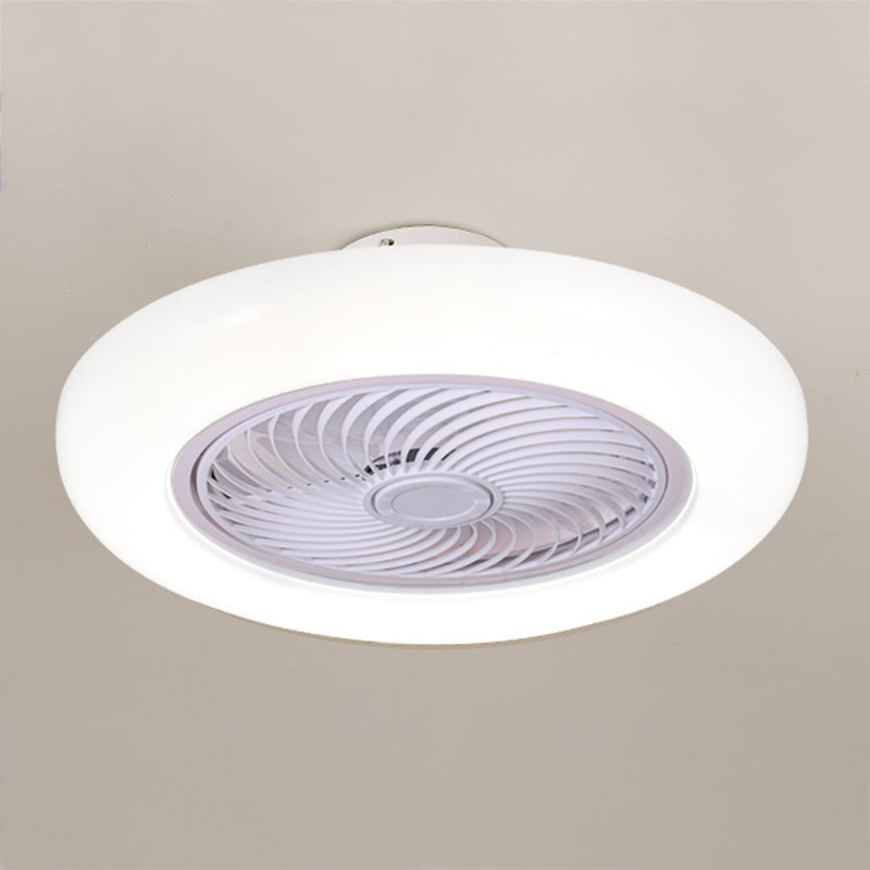 Modern Style Round Ceiling Fan Light Metal 1 Light LED Flush Light for Restaurant