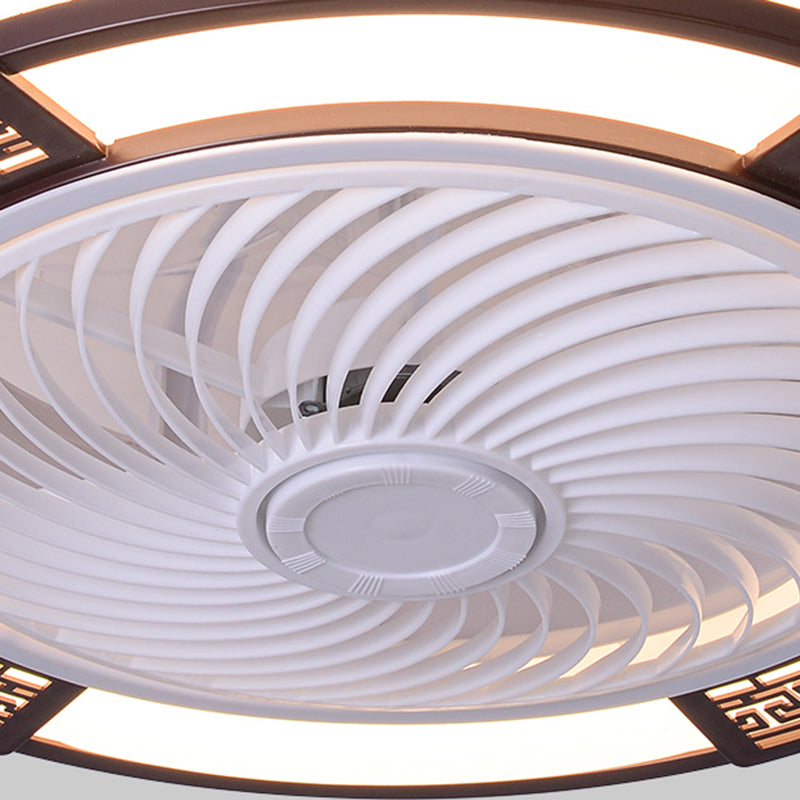 Modern Style Round Ceiling Fan Light Metal 1 Light LED Flush Light for Restaurant