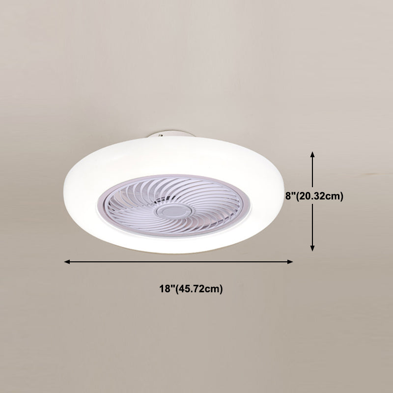 Modern Style Round Ceiling Fan Light Metal 1 Light LED Flush Light for Restaurant