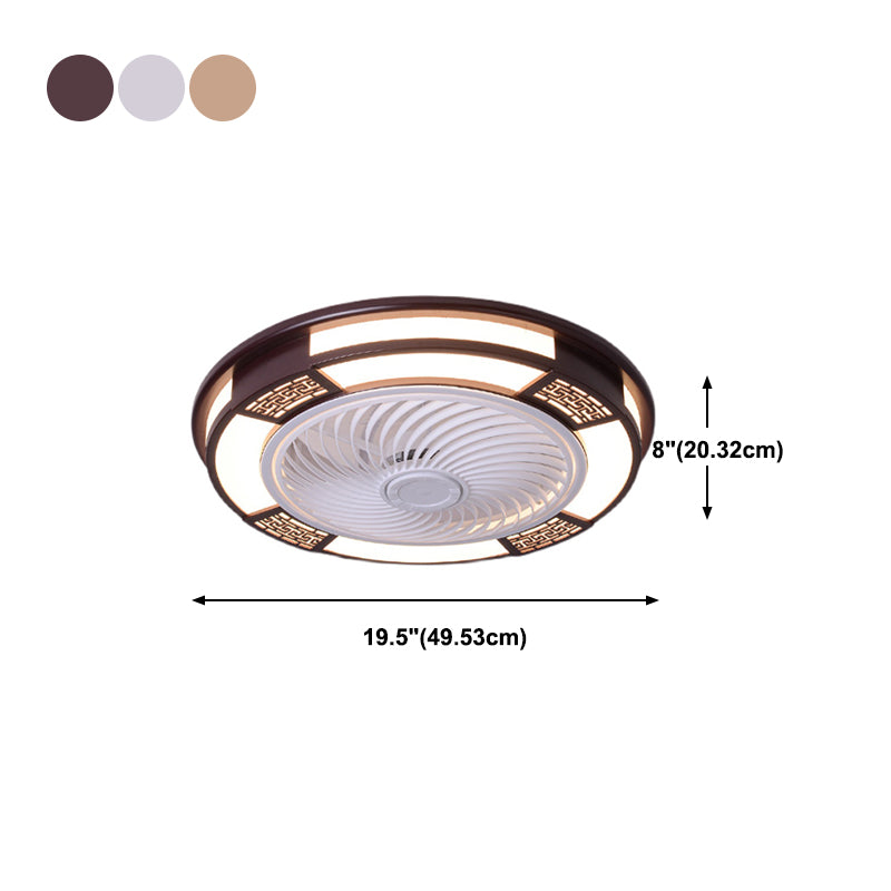 Modern Style Round Ceiling Fan Light Metal 1 Light LED Flush Light for Restaurant