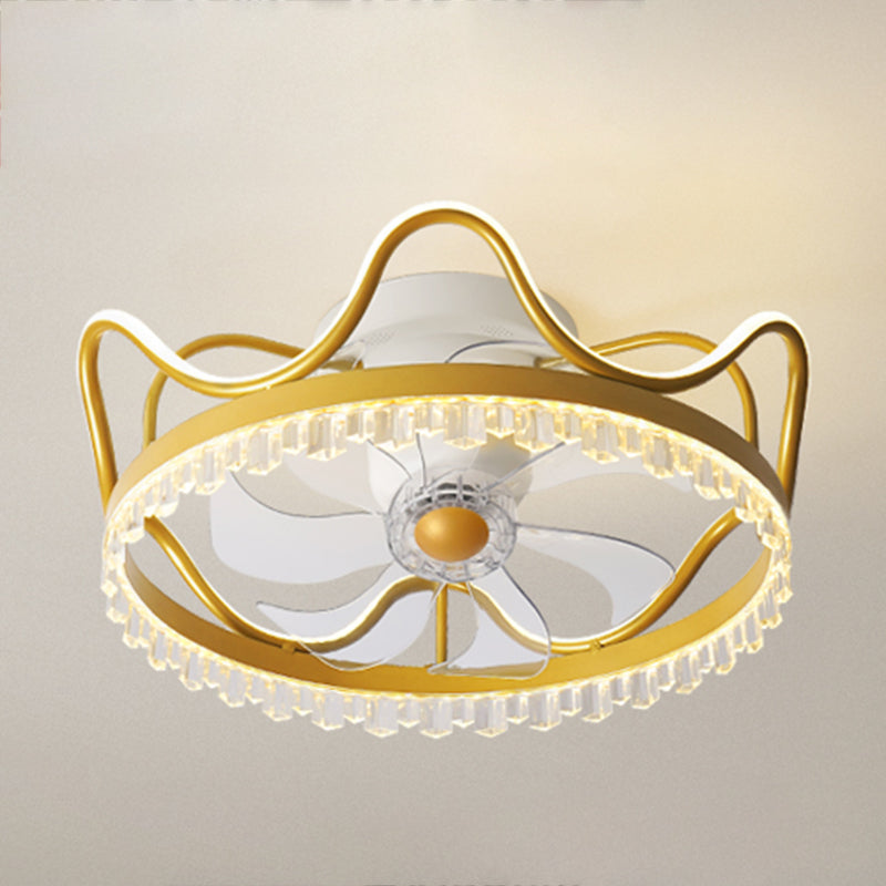 Modern Style Crown Shape Ceiling Fan Lights Metal 2 Light LED Flush Lights