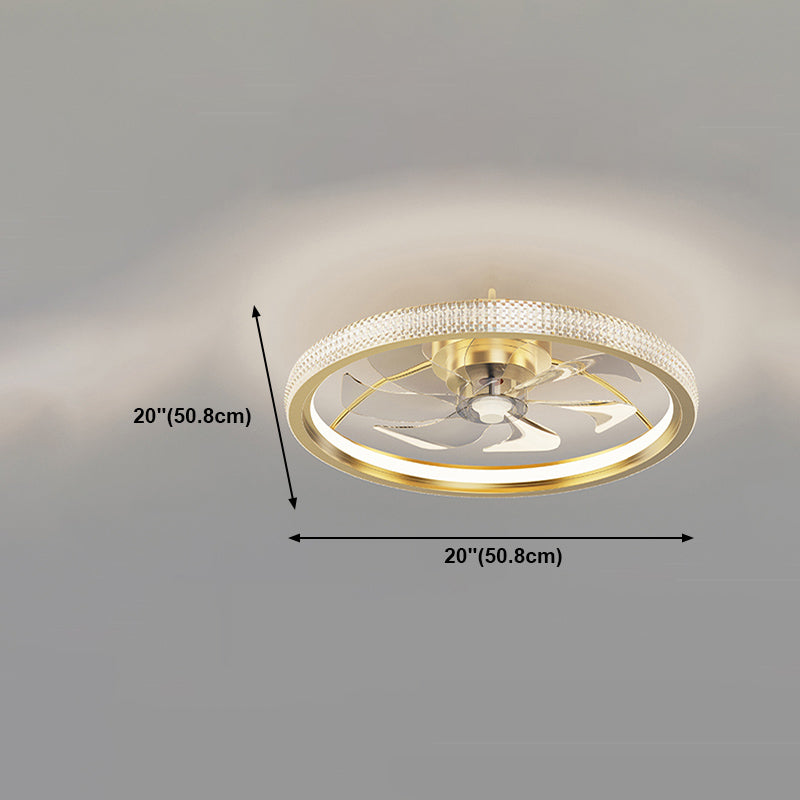 Modern Round Fan Light Metal Gold LED Flush Mount Light for Living Room