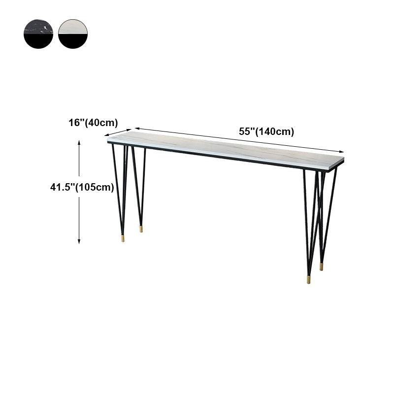 Industrial Marble Bar Table with Rectangle Table Top Legs Table - 42" H