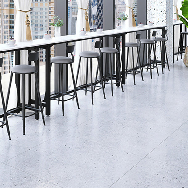 White Modern Style Bar Table in Faux Marble and Metal Milk Tea Shop Bar Table