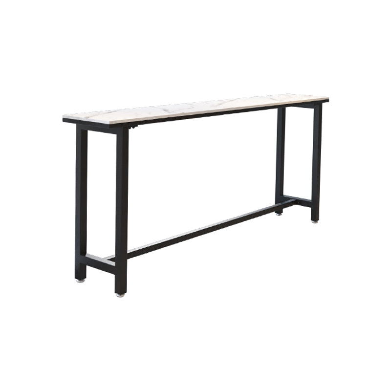 White Modern Style Bar Table in Faux Marble and Metal Milk Tea Shop Bar Table