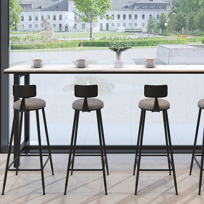 White Modern Style Bar Table in Faux Marble and Metal Milk Tea Shop Bar Table