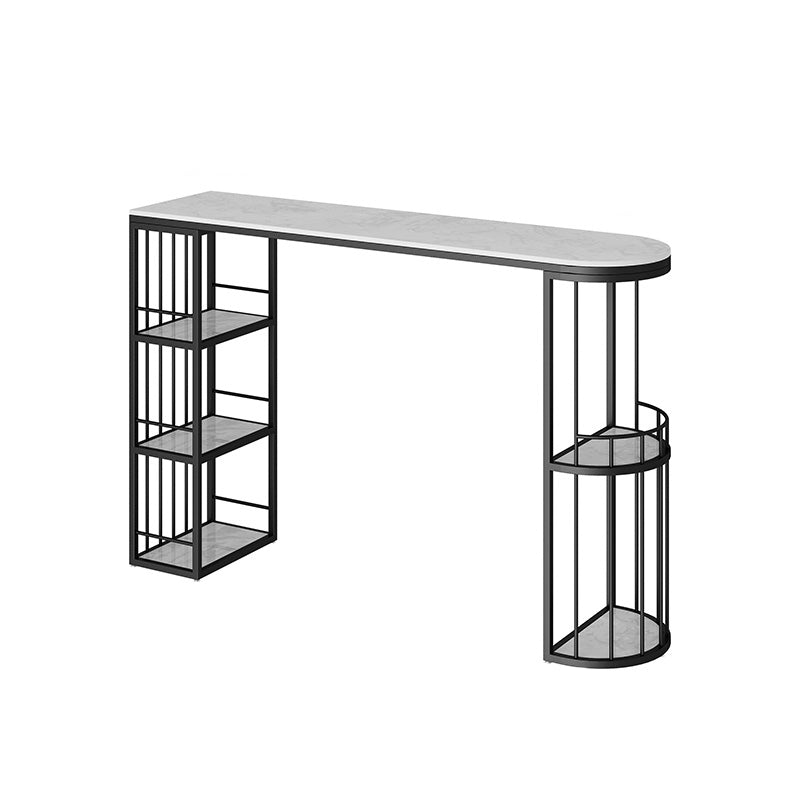 Glam Style Bar Table in Faux Marble and Metal Coffee Shop Bar Table