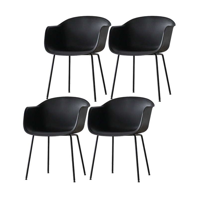 Industrial Design Plastic Dining Side Chairs Solid Back Arm Side Chair