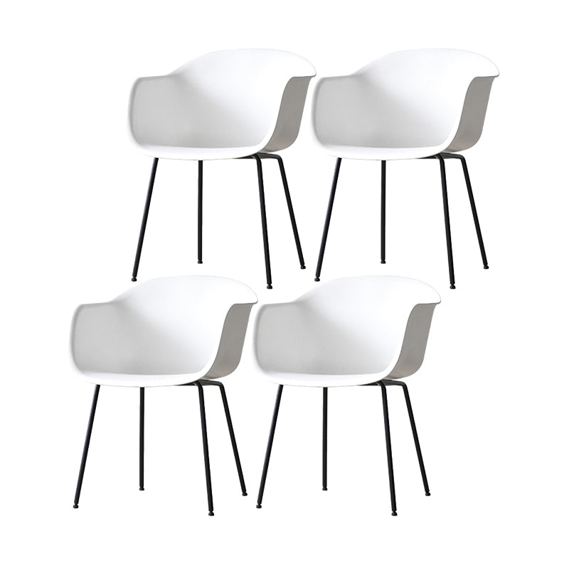 Industrial Design Plastic Dining Side Chairs Solid Back Arm Side Chair