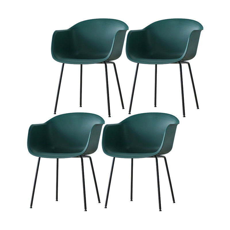 Industrial Design Plastic Dining Side Chairs Solid Back Arm Side Chair