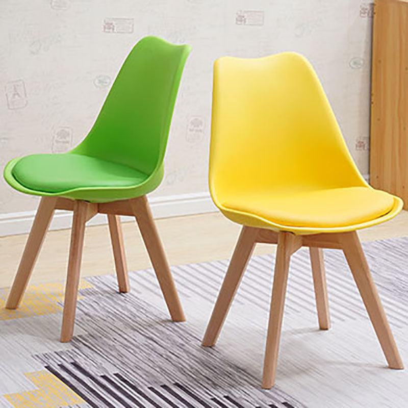 Contemporary Style Kitchen Chairs Dining Armless Side Chair with Wooden Legs