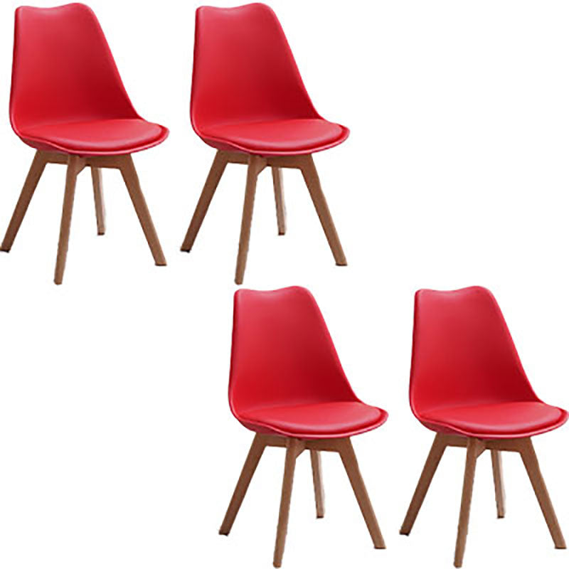 Contemporary Style Kitchen Chairs Dining Armless Side Chair with Wooden Legs