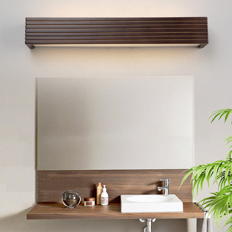 Shade Lineal Wood Pared Spliques Modern 1 Light Mirror Lighting Accesors en marrón