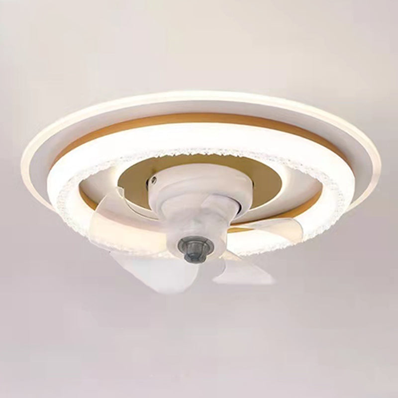 Modern Circle Ceiling Fan Lights Metal LED Ceiling Fan for Bedroom