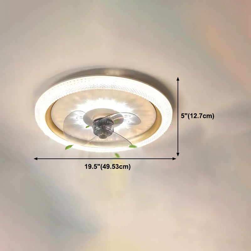 Modern Circle Ceiling Fan Lights Metal LED Ceiling Fan for Bedroom