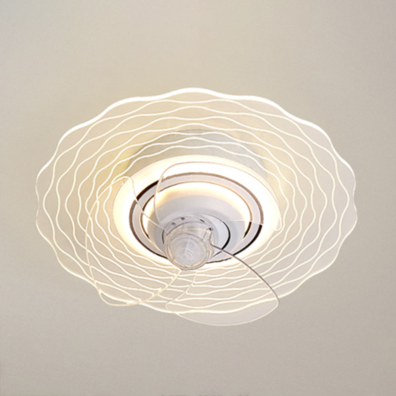 Metal Round Ceiling Pendant Modern Style 1 Light LED Fan Light for Living Room