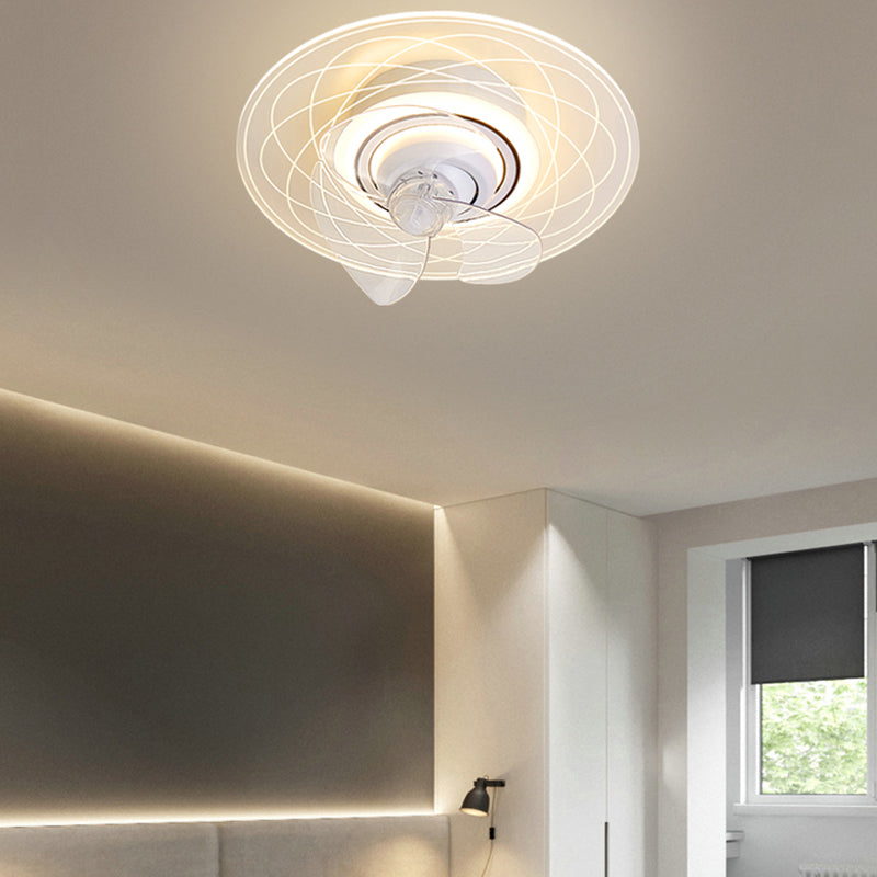 Metal Round Ceiling Pendant Modern Style 1 Light LED Fan Light for Living Room