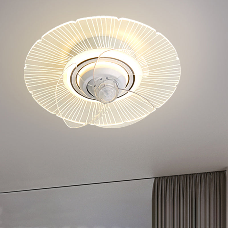 Metal Round Ceiling Pendant Modern Style 1 Light LED Fan Light for Living Room