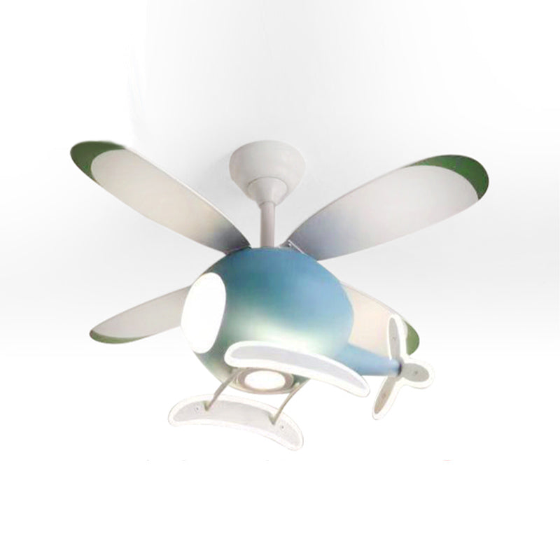 Metal Airplane Flush Mount Light Modern Colorful LED Fan Light for Kid's Room