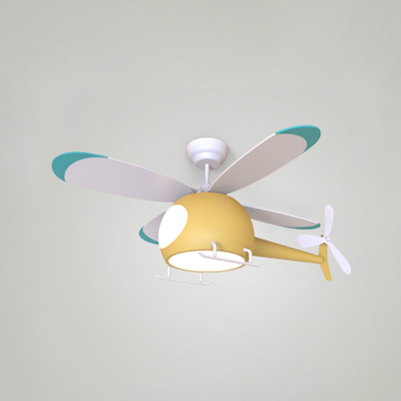 Metal Airplane Flush Mount Light Modern Colorful LED Fan Light for Kid's Room