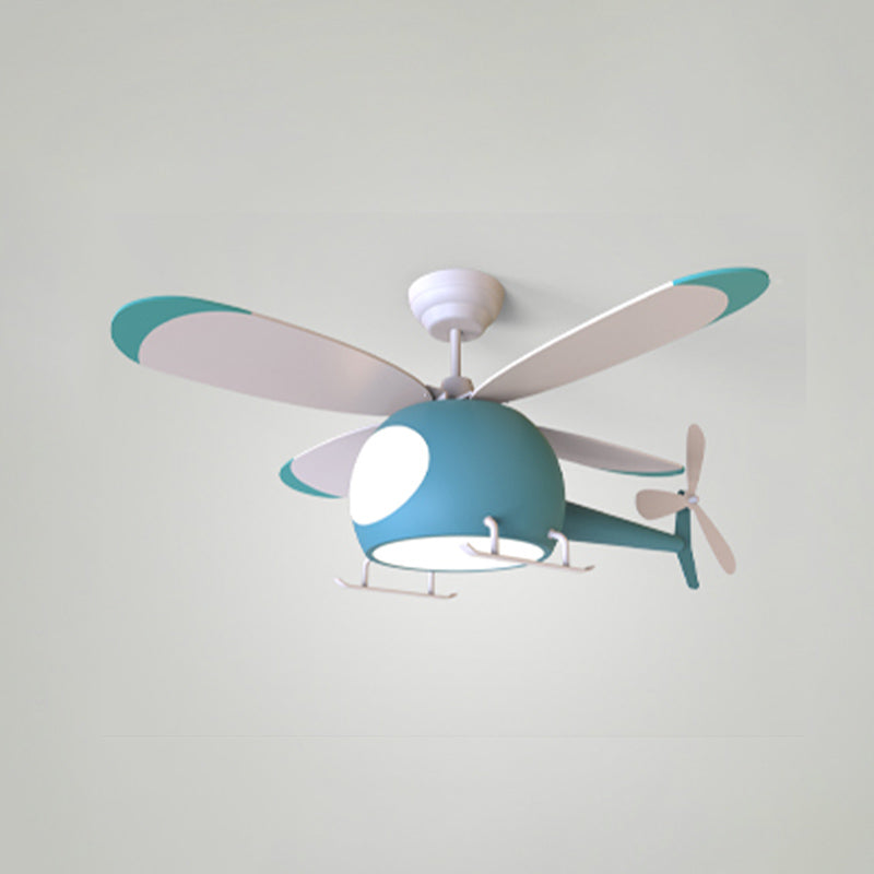 Metal Airplane Flush Mount Light Modern Colorful LED Fan Light for Kid's Room