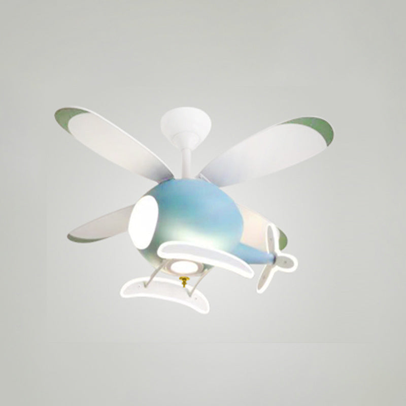 Metal Airplane Flush Mount Light Modern Colorful LED Fan Light for Kid's Room