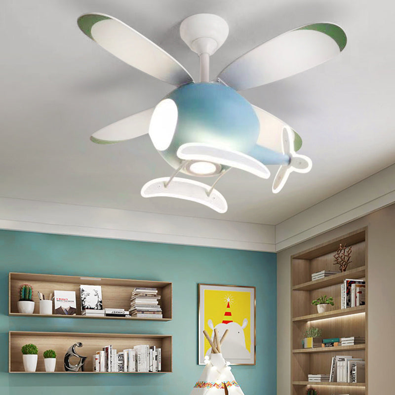 Metal Airplane Flush Mount Light Modern Colorful LED Fan Light for Kid's Room