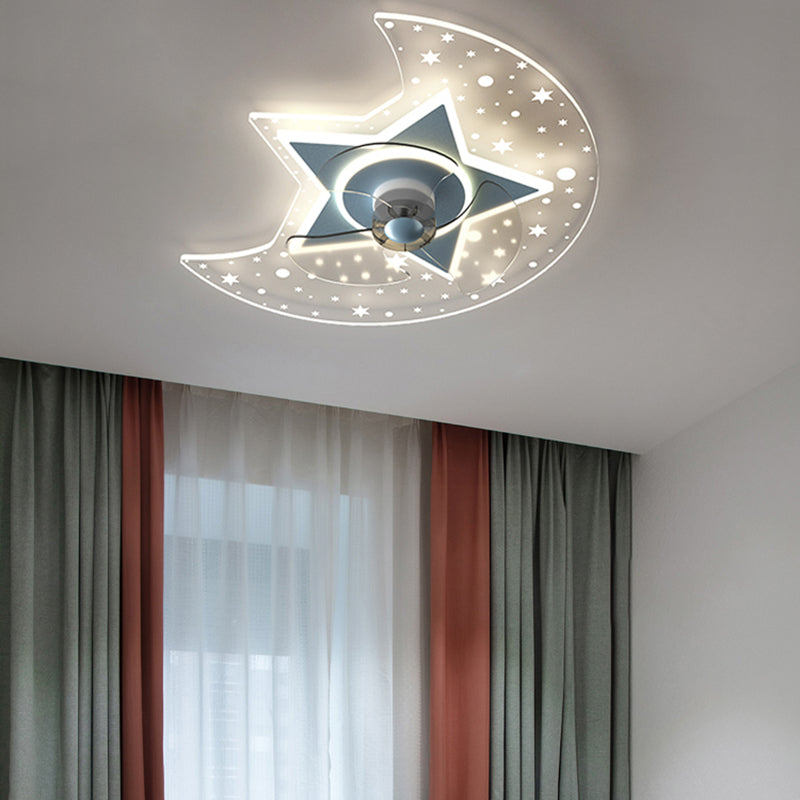 Metal Geometric Flush Mount Light Lovely 1 Light LED Fan Light for Kid's Room