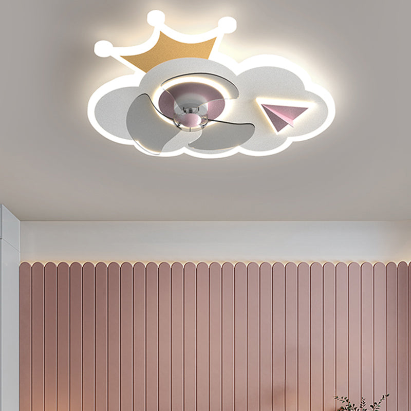 Metal Geometric Flush Mount Light Lovely 1 Light LED Fan Light for Kid's Room