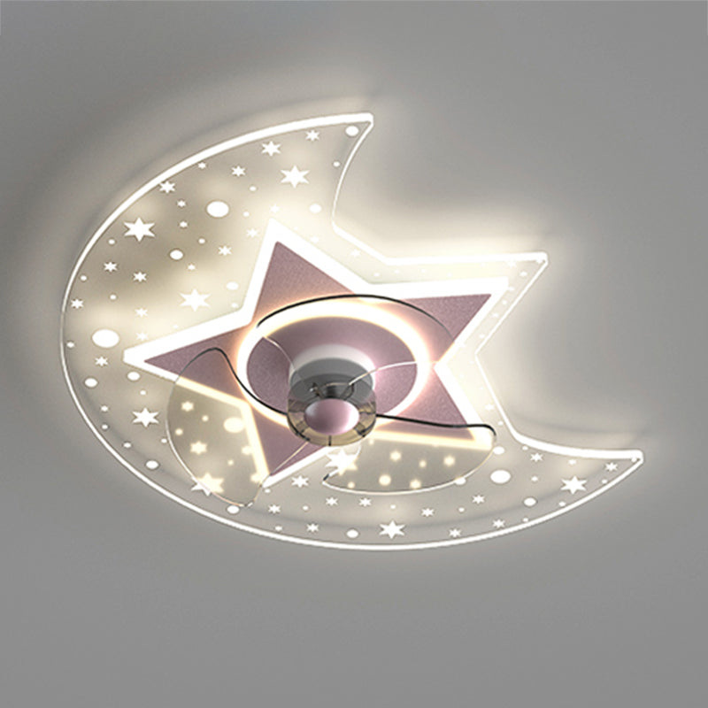 Metal Geometric Flush Mount Light Lovely 1 Light LED Fan Light for Kid's Room