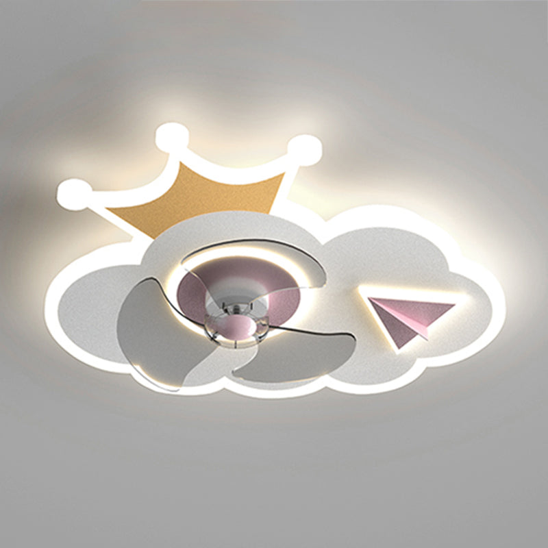 Metal Geometric Flush Mount Light Lovely 1 Light LED Fan Light for Kid's Room