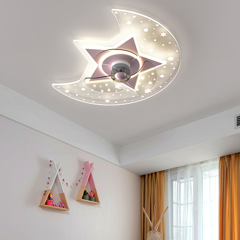 Metal Geometric Flush Mount Light Lovely 1 Light LED Fan Light for Kid's Room