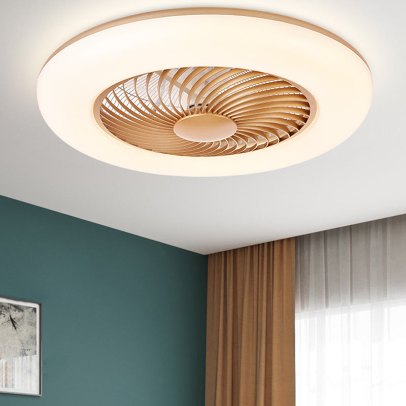 Round Ceiling Fan Light Modern Style Metal Single Light LED Flush Light