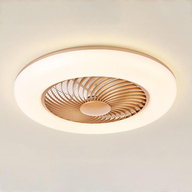 Round Ceiling Fan Light Modern Style Metal Single Light LED Flush Light